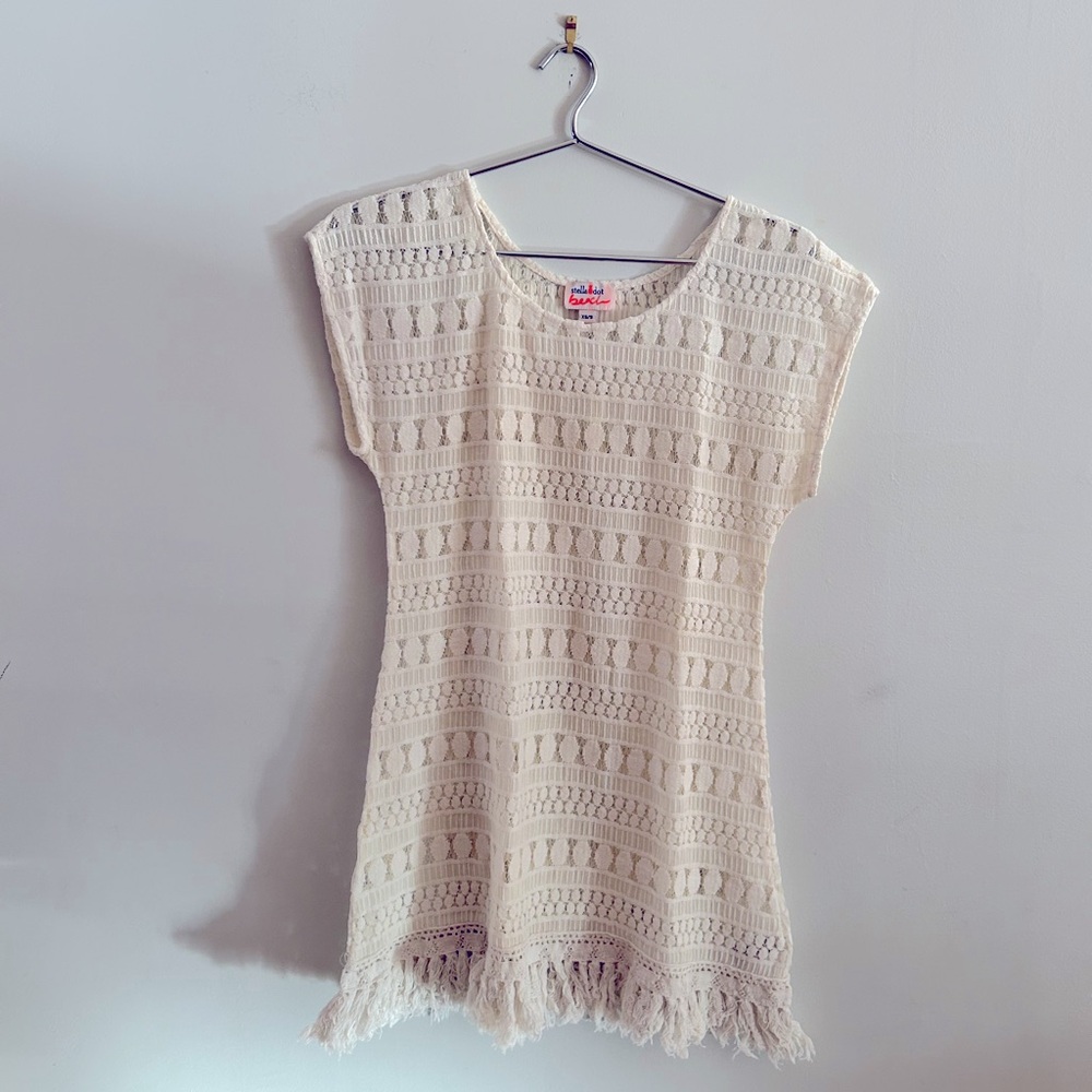 Stella and Dot Beach Bathing Suit Cover Up Lace Open Knit And Fringe Size XS/S